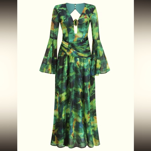 Incredible open back multi color chiffon maxi dress - Picture 3 of 11